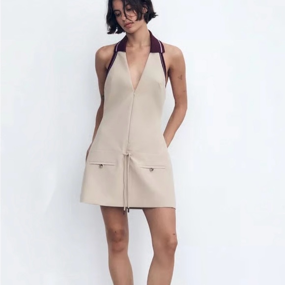 zara ribbed halter dress Sleeveless Halter Neck Chiffon Midi Wedding Guest Dress with A-Line